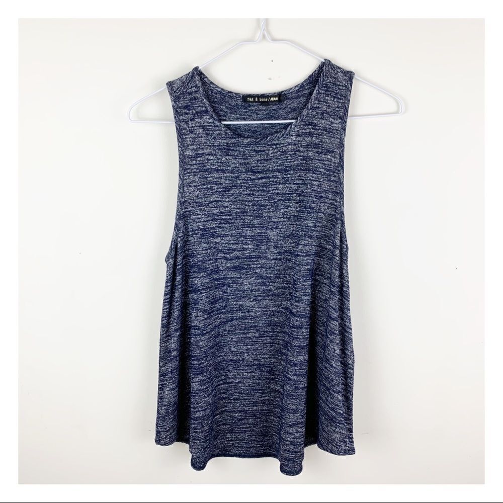 Rag and‎ Bone Navy Marled Knit Racer-Back Tank